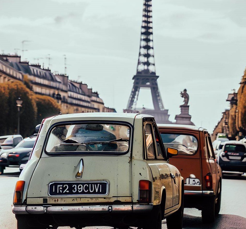 パリを走る小型車