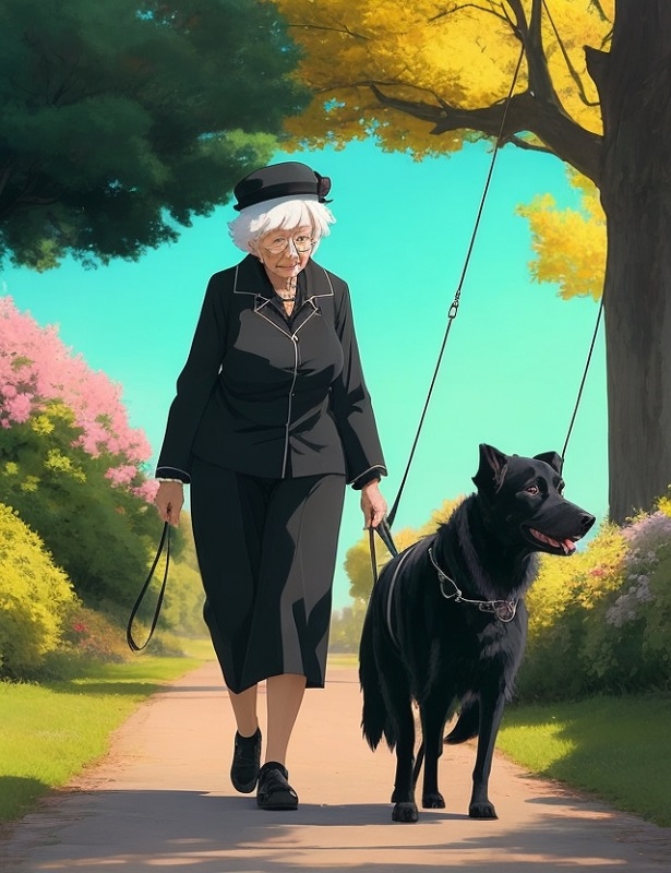 おばあさんと犬